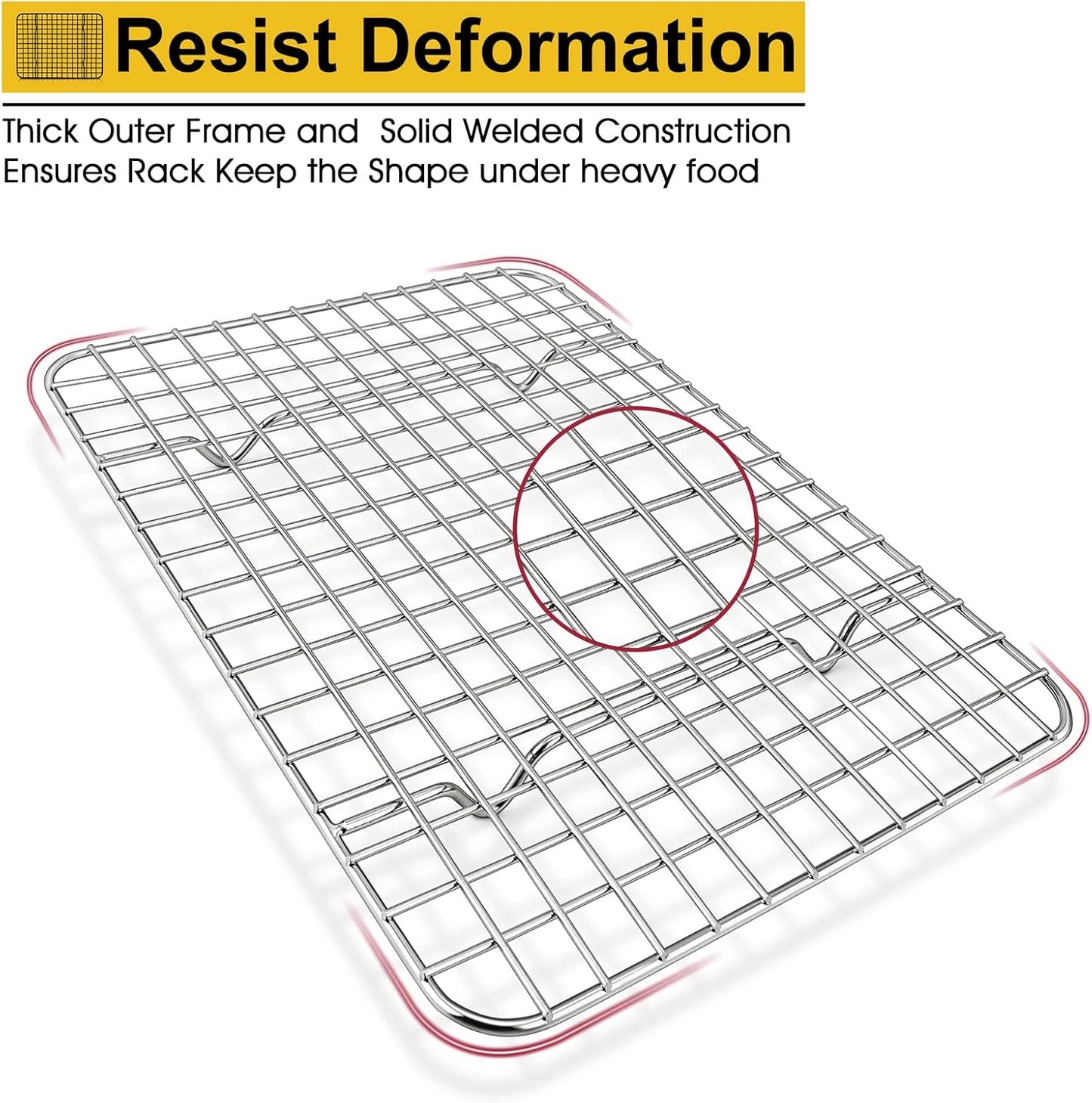 8.75 Inch Cooling Baking Rack Set of 2, Stainless Steel Grid Cooking Racks for Roasting Drying Grilling, Oven & Dishwasher Safe, Heavy Duty & Healthy