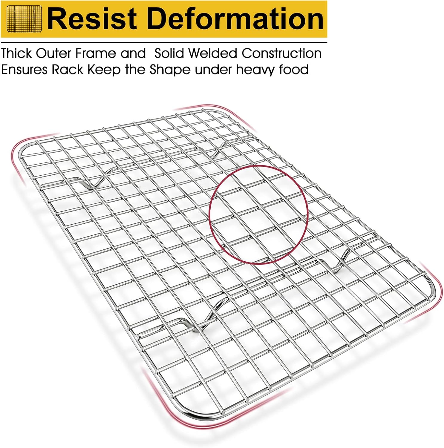 8.75 Inch Cooling Baking Rack Set of 2, Stainless Steel Grid Cooking Racks for Roasting Drying Grilling, Oven & Dishwasher Safe, Heavy Duty & Healthy
