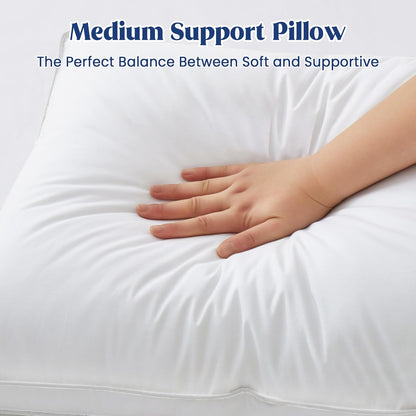 ® Feather Pillows with 100% Cotton Cover, Set of 2 Gusseted Bed Pillows for Sleeping, King Size