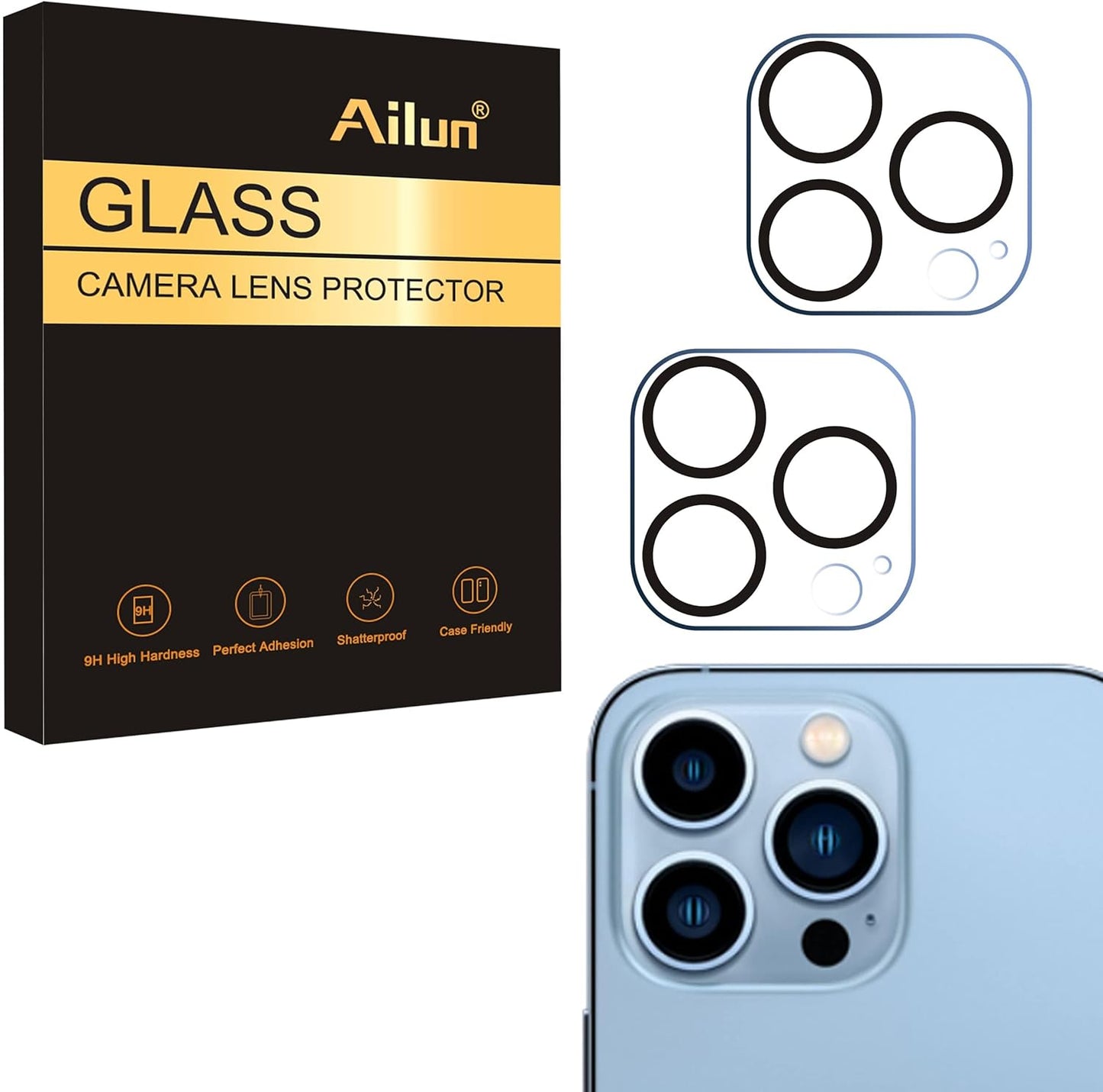 Iphone 16E/14/13/13 Pro [6.1 Inch] Glass Screen Protector 3 Pack and Camera Lens Protector for Iphone 13 Pro 6.1" ＆ Iphone 13 Pro Max 6.7"