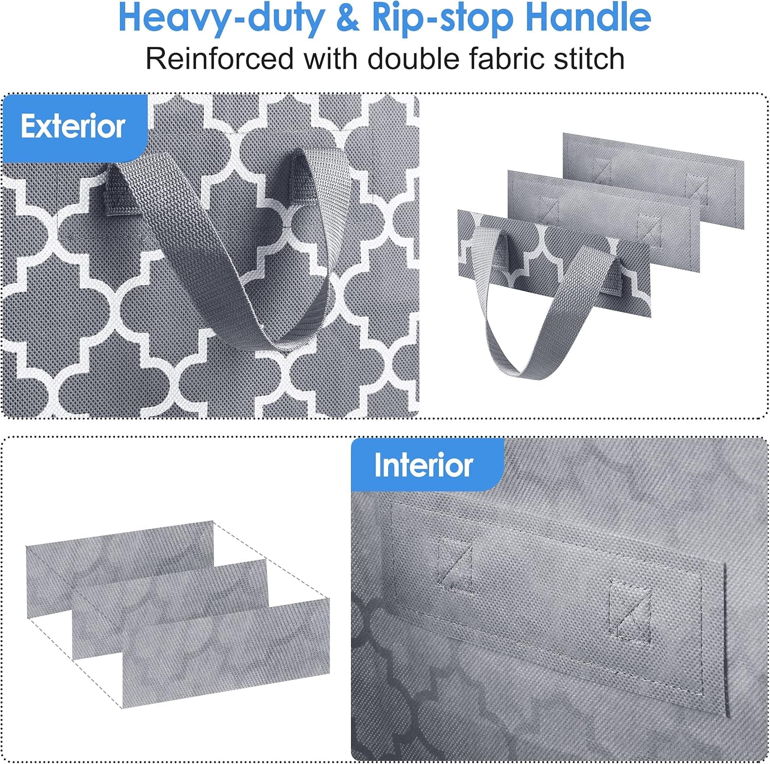 Storage Bags [3 Pack/100L] Large Blanket Clothes Organization and Storage Containers for Comforters,Bedding, Foldable Organizer with Reinforced Handle, Clear Window, Sturdy Zippers,Light Gray