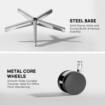 Ergonomic Mesh Office Chair with Footrest and Lumbar Support, Adjustable Gaming Chair with Multi-Tilt Backrest, Headrest, and 3D Armrests, Durable Steel Base, Grey and Black