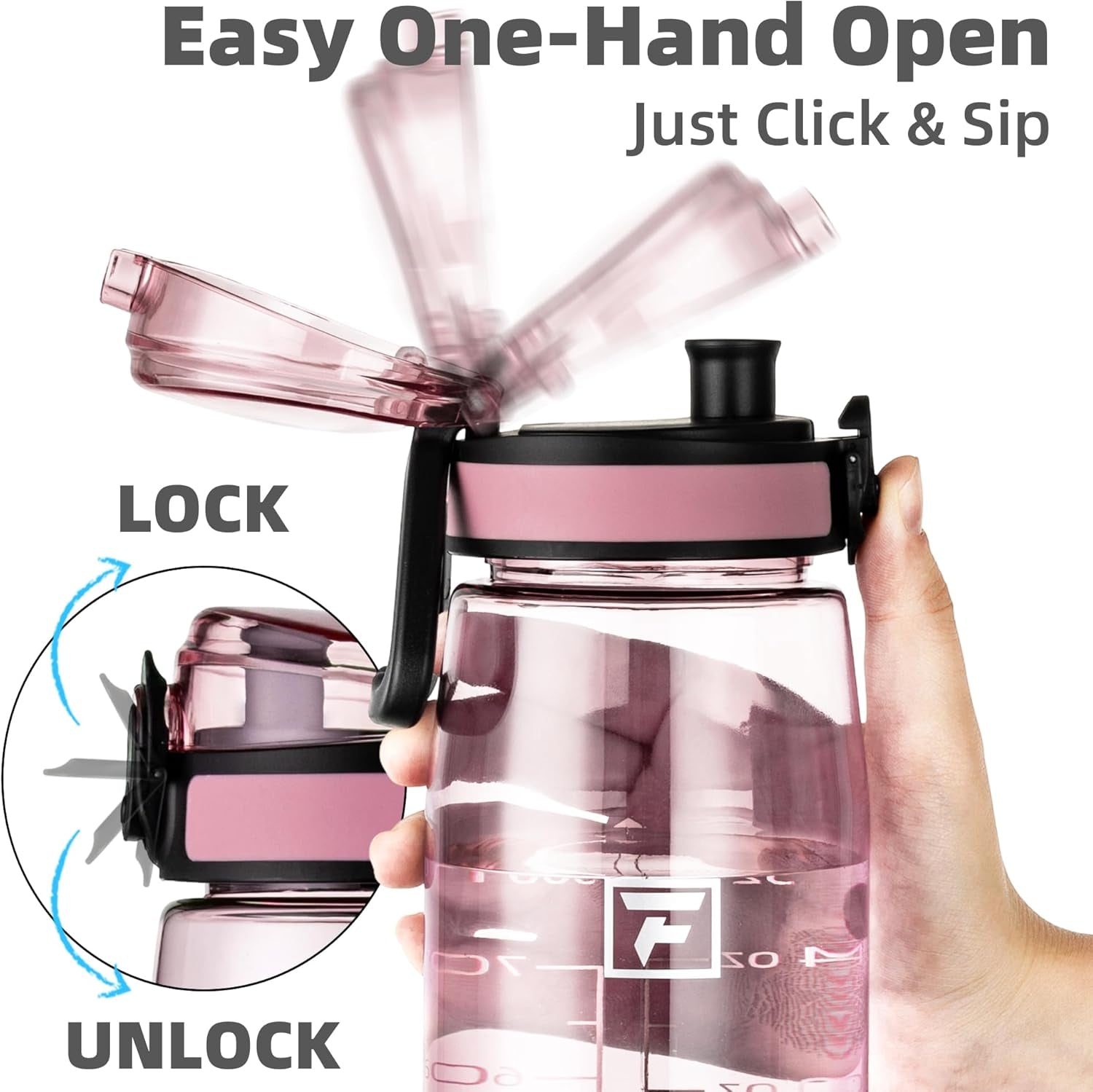 32 Oz Tritan Water Bottle with Chug Lid - Clear, Bpa-Free, Lightweight, Wide Mouth, Leak-Proof, Perfect for Gym, Travel, School, Office, and Sports (Cherry Blossom)