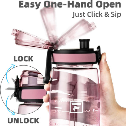 32 Oz Tritan Water Bottle with Chug Lid - Clear, Bpa-Free, Lightweight, Wide Mouth, Leak-Proof, Perfect for Gym, Travel, School, Office, and Sports (Cherry Blossom)