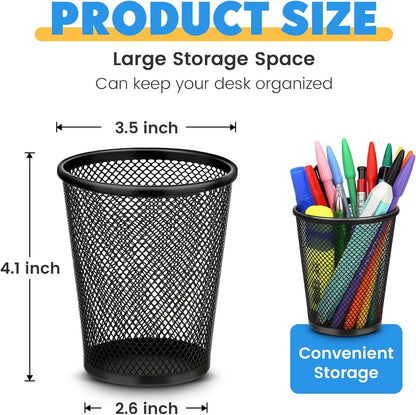 Desk Pen Organizer Set, 4-Pack Mesh Metal Pencil Holders