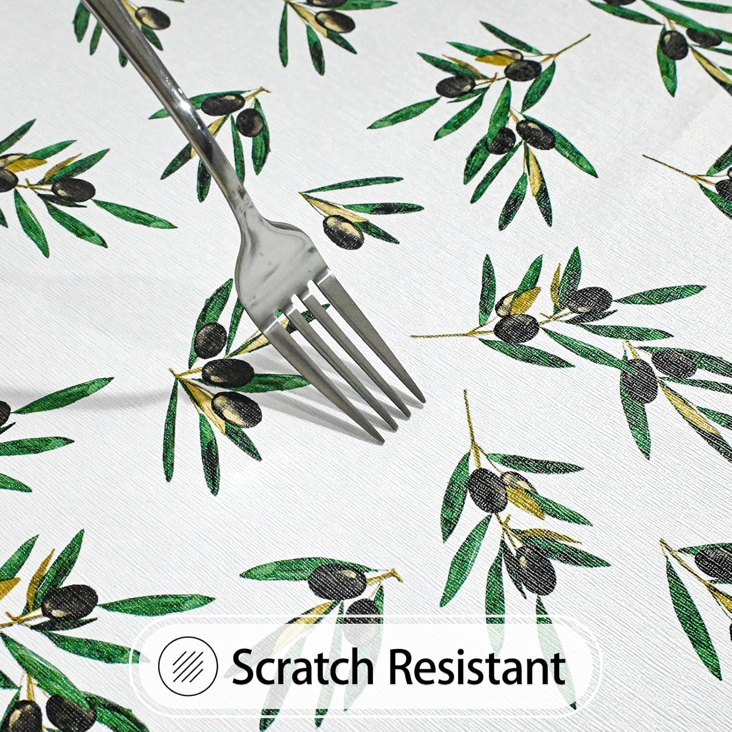Rectangle Green Olive Table Cloth, Waterproof Vinyl Summer Tablecloth Flannel Backed, Wipeable Plastic Table Covers for Dinner, Kitchen and Outdoor 60" X 84"