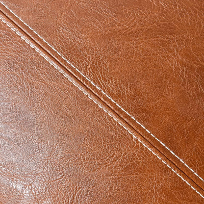 2 Packs Boho Brown Waterproof Faux Leather Decorative Throw Pillow Covers 18X18 Inch for Outdoor Couch Bed Sofa, Hand Stitched Accent Square Cushion Case, Rustic Modern Farmhouse Home Decor