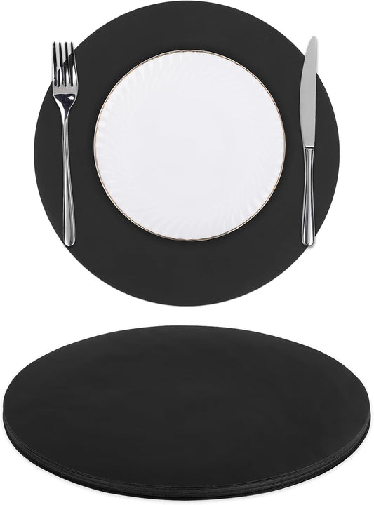 100 PCS round Paper Placemats 13 Inch Disposable Paper Place Mats for Dinner Wedding Birthday Party Festival Table Decoration Indoor Outdoor, Black