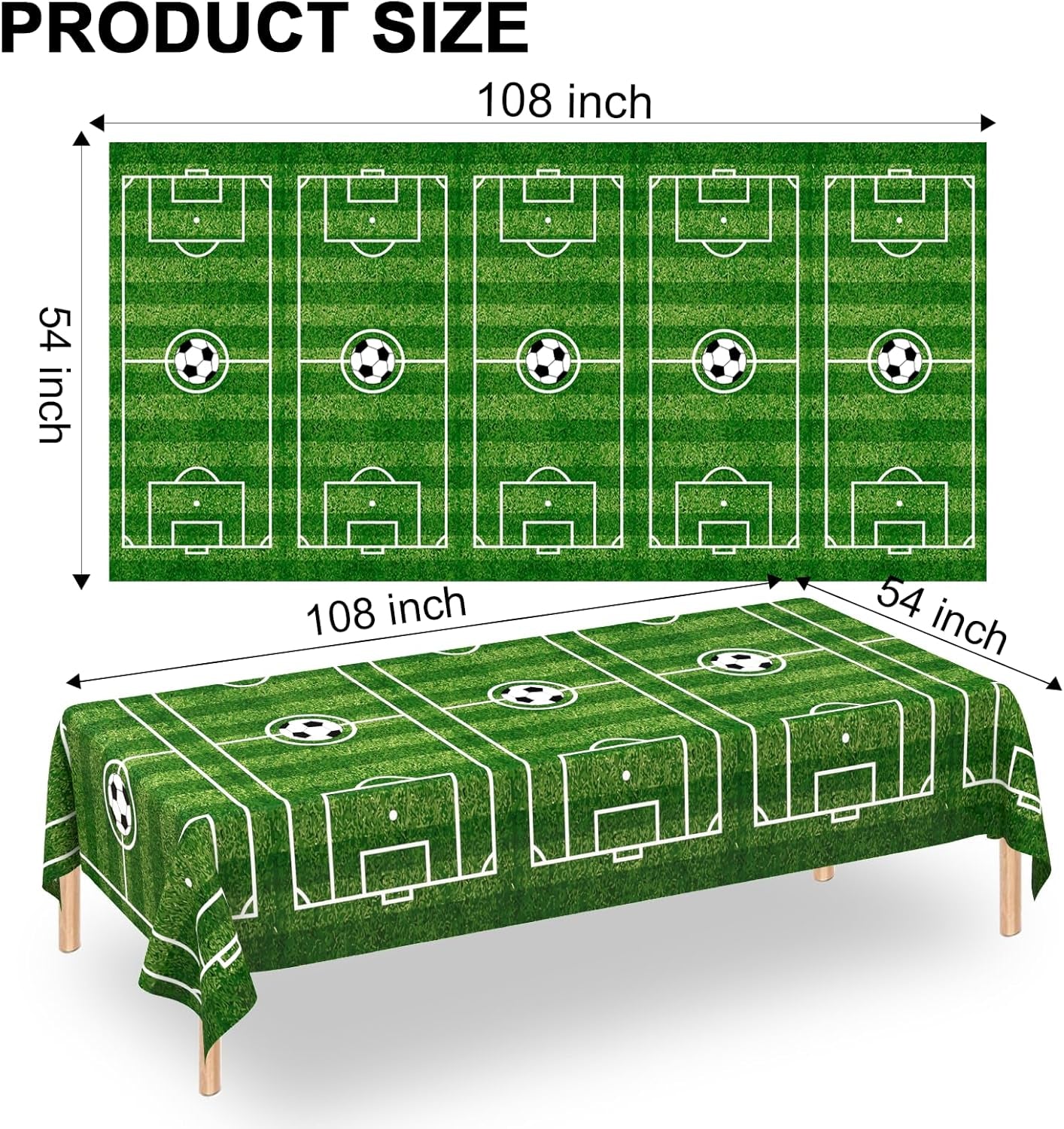 2 Pack Soccer Plastic Tablecloth Soccer Party Decorations Soccer Grass Disposable Rectangle Table Cover for Soccer Theme Birthday Party Decoration 54 X 108 Inch