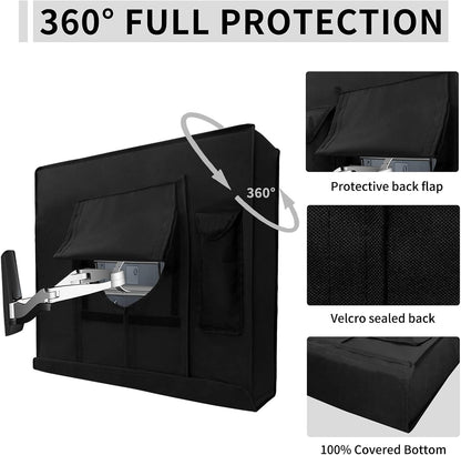 Outdoor TV Cover for 36 to 38 Inch with Openable Front Flap for Watching TV, Convenient Use without Remove, Durable TV Cover with Free Cleaning Cloth
