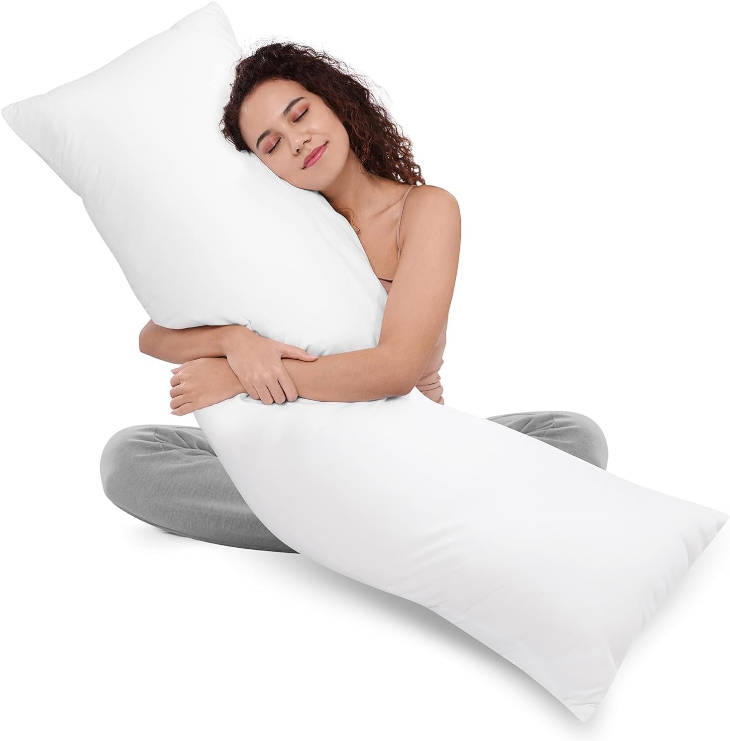 Full Body Pillow for Adults (White, 20 X 54 Inch), Long Pillow Insert for Sleeping, Ideal for Side Sleepers