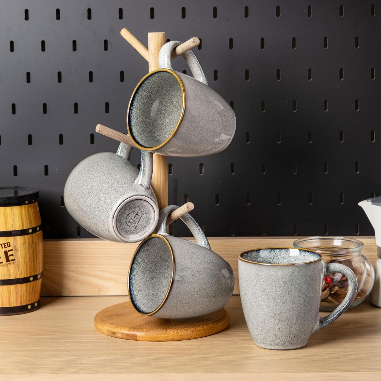 Ceramic Coffee Mug Set of 6, 12 Oz Stoneware Cups for Versatile Beverages, Lightweight and Dishwasher/Microwave Safe