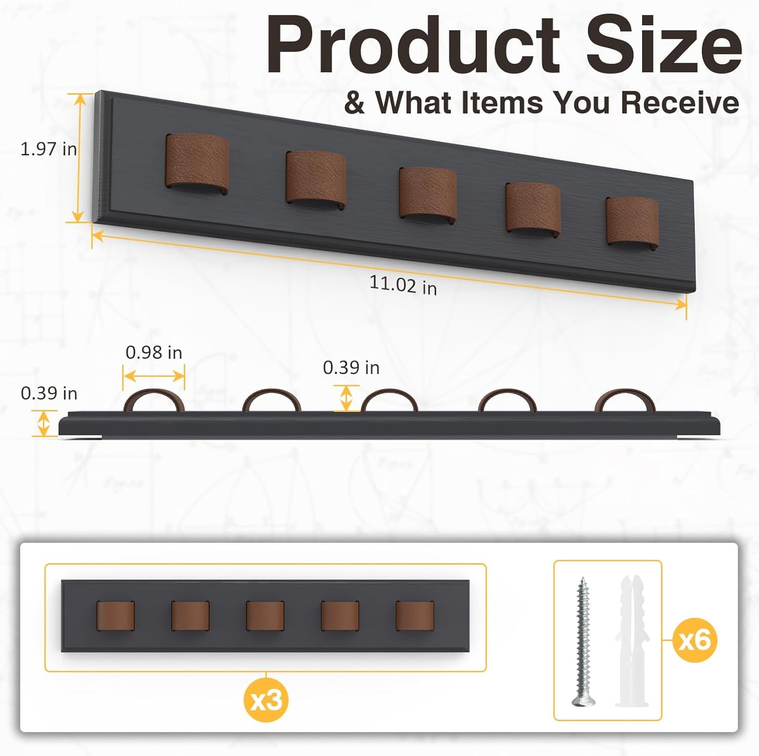 3 Pack Sunglass Organizer, Wall Mounted Sunglasses Organizer, Wooden Glasses Holder Sunglass Holder, Sunglasses Rack for Hanging Your Multiple Eyeglasses, for Wall, Home Decor(Dark Grey)