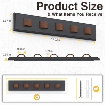 3 Pack Sunglass Organizer, Wall Mounted Sunglasses Organizer, Wooden Glasses Holder Sunglass Holder, Sunglasses Rack for Hanging Your Multiple Eyeglasses, for Wall, Home Decor(Dark Grey)