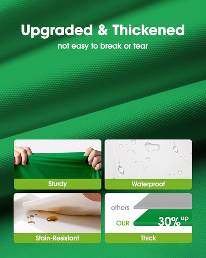 Plastic Table Cloth Disposable 10 Pack, 52 X 70 Inch Table Cloths, St Patricks Day, Christmas Decorations, Tablecloths, Rectangle, Forest, Plastic Cover, Waterproof & Sturdy, Green