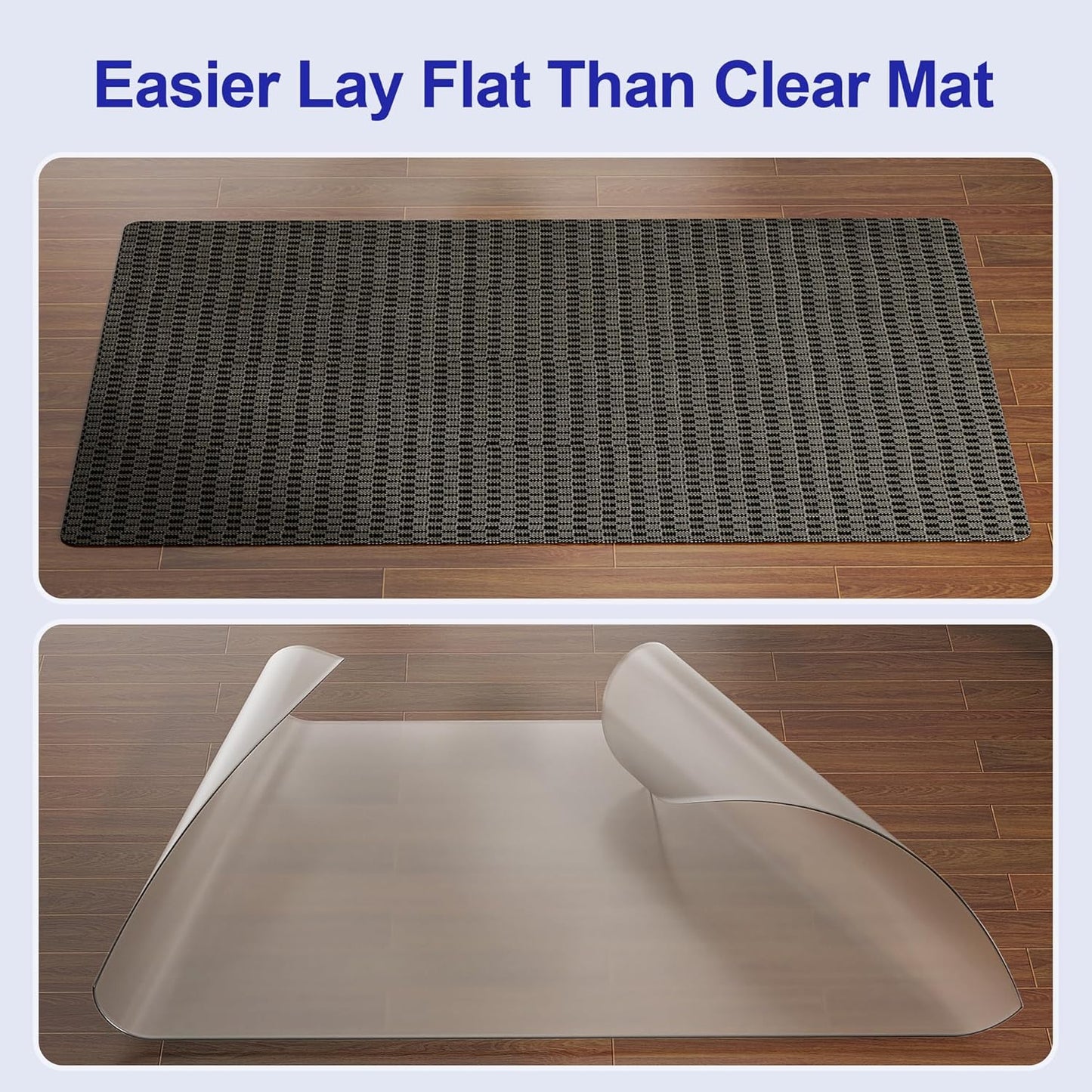 Office Chair Mat for Hardwood Floor, 48"×36" Heavy Duty Hard Floor Protector for Chairs, Anti-Slip PVC Woven Computer Desk Chair Mat for Home Office, Black Brown