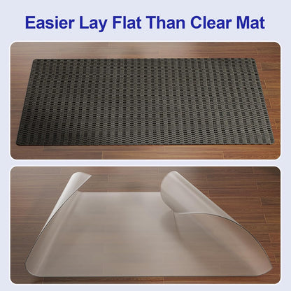 Office Chair Mat for Hardwood Floor, 48"×36" Heavy Duty Hard Floor Protector for Chairs, Anti-Slip PVC Woven Computer Desk Chair Mat for Home Office, Black Brown