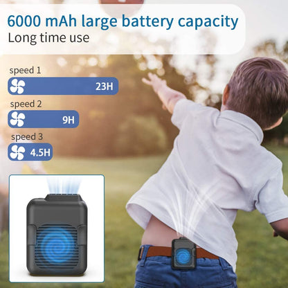 Portable Mini Waist Belt Fan Rechargeable, 23H Use Time, 5100RPM Strong Airflow with 3 Speed Levels, Hands-Free Necklace Fan for Blue Collar, Weeding, Personal under Shirt Cooling for Outdoor