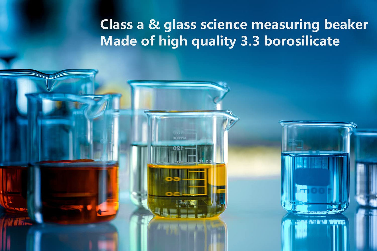 Ackers Boro3.3，Griffin Low Form Scientific Glass Beaker Set-50Ml,100Ml,250Ml,500Ml,1000 Ml (Pack of 5)