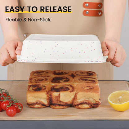 8 Inch Silicone Square Cake Pan with Metal Reinforced Frame, Nonstick Silicone Brownie Pans BPA Free Suitable for Making Cakes, Brownies, Bread