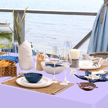 4 Pack Light Purple Rectangular Plastic Tablecloths, Pastel Purple Disposable Table Covers 54" X 108" for Birthday, BBQ, Bridal Shower, Engagement Wedding, Picnic Parties and 8 Ft Table Use