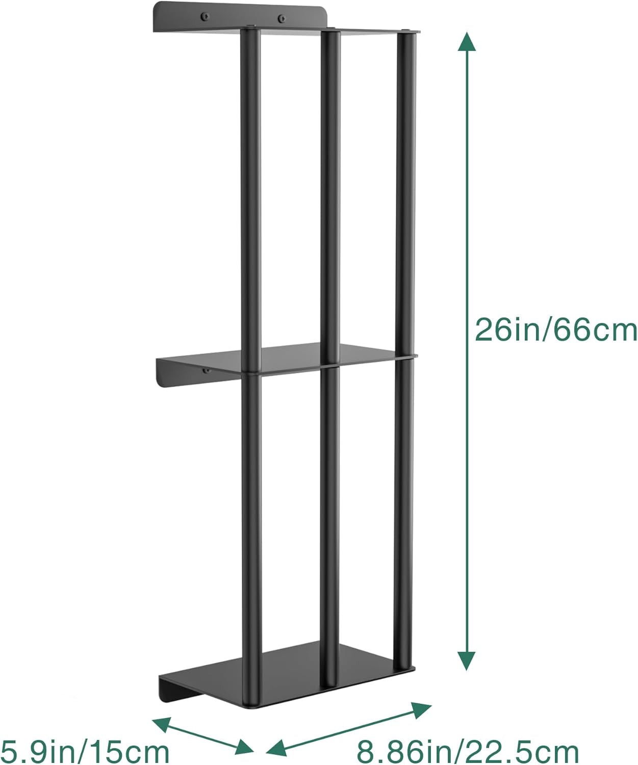 Towel Racks for Bathroom: 26 Inch Wall Mounted Towel Holder, Upgrade 2-Tier Towel Rack with 3-Vertical-Bars and 3-Steel-Shelves, for Modern Decor Bathroom Towel Storage (Matte Black)