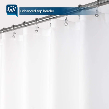 Waterproof Fabric Stall Shower Curtain or Liner 36 Inch Wide Half Size Microfiber, Hotel Quality Stand-Up Small Narrow Single Shower Curtain, Machine Washable, White, 36X72