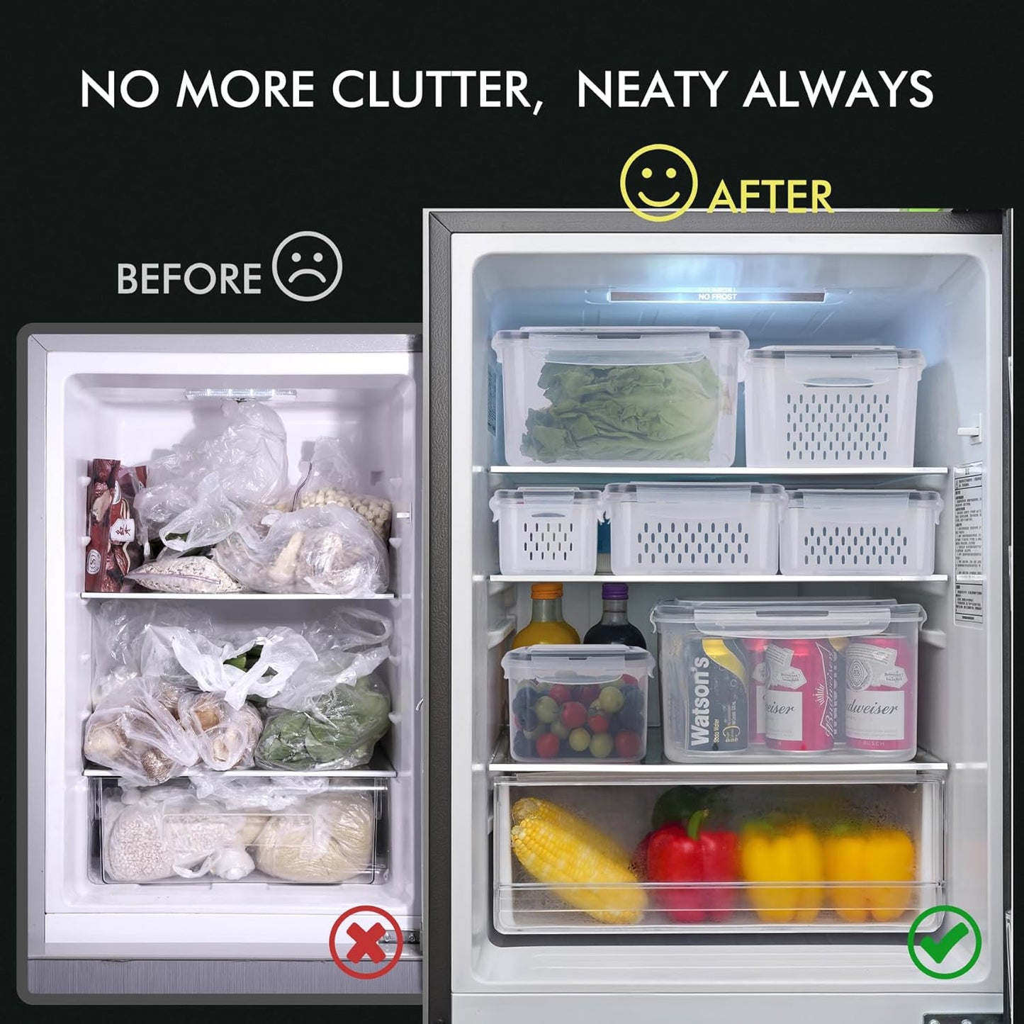 5-Pack Large Fruit Storage Container with Removable Colander, BPA Free Dishwasher & Microwave Safe Largest 4.15L