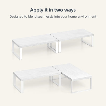 Cabinet Organizer Shelf, Set of 2 Stackable Wooden Spice Racks for Kitchen Counter, Pantry Storage, or Office – Space-Saving Shelves, Side-By-Side & Vertical, White