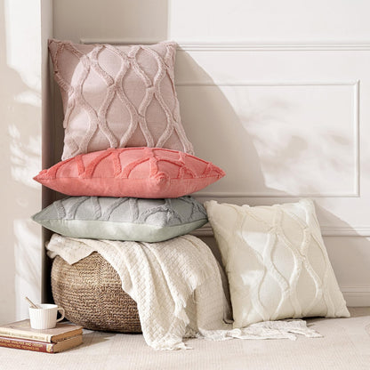 Spring Decorative Throw Pillow Covers Blush Pink 18X18 Inch Set of 2, Soft Plush Faux Wool Couch Cushion Covers Farmhouse Throw Pillows for Couch Bed Sofa Living Room