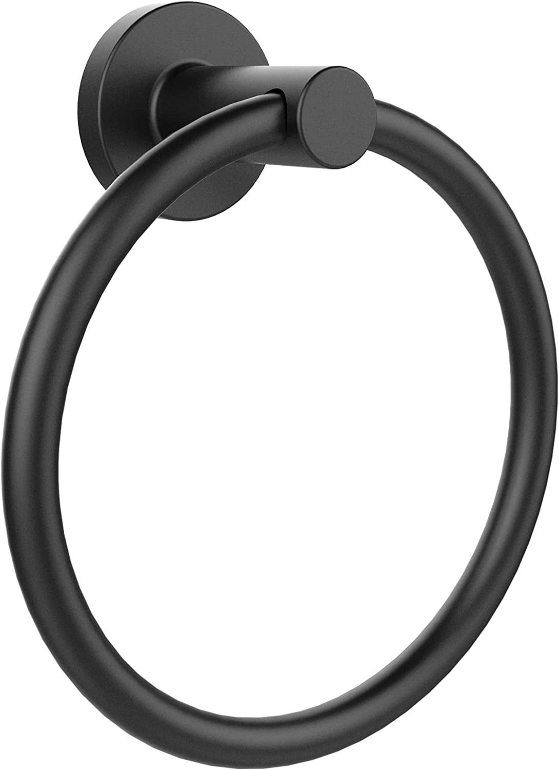 Towel Holder for Bathroom Wall Matte Black Towel Ring & 4 Packs Towel Hooks for Bathrooms 304 Stainless Steel Bathroom Shower Towel Hook