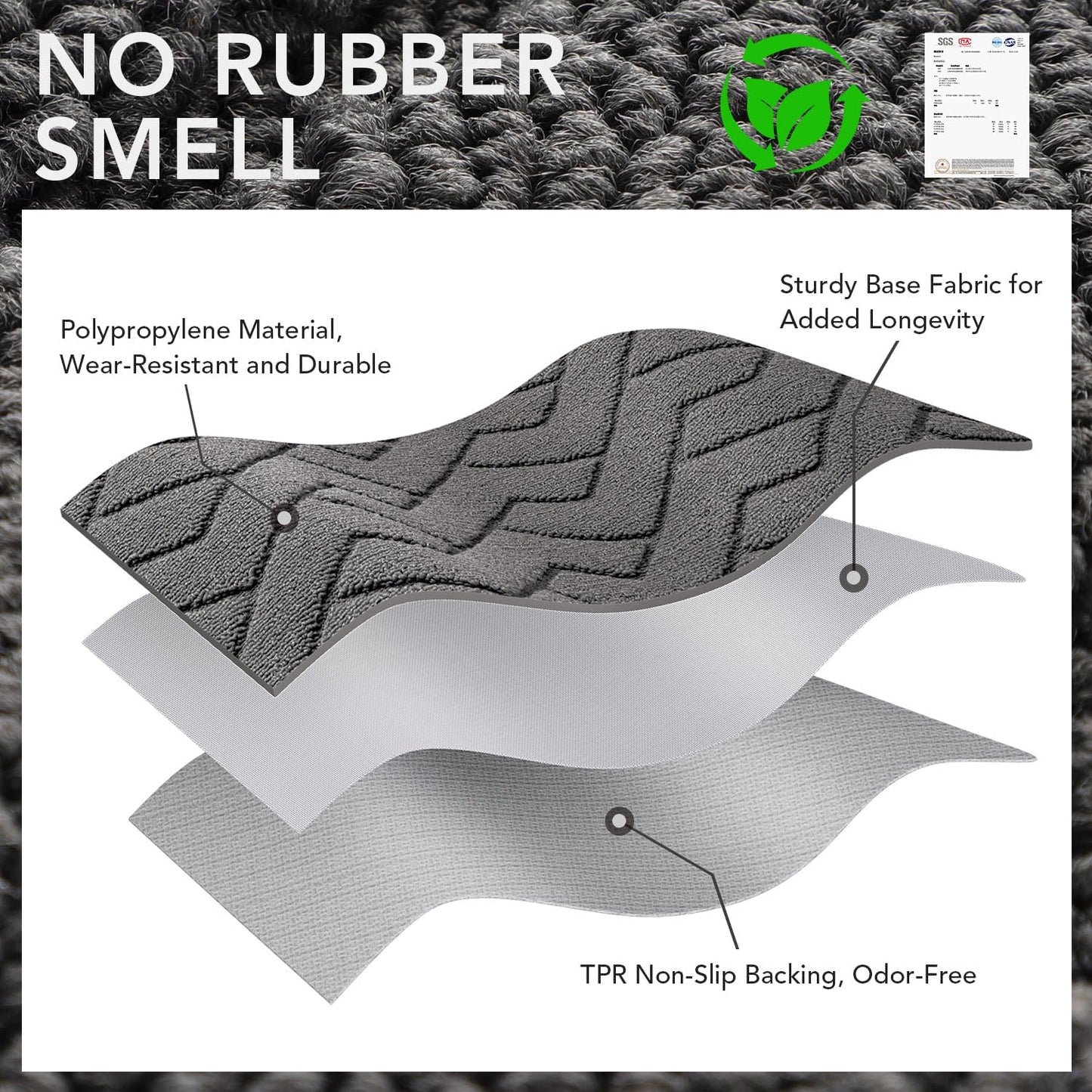 Indoor Absorbent Doormat, Odor-Free and Non-Slip, 20" x 31.5", Low-Profile Washable Floor Mat for Entryway (Grey)