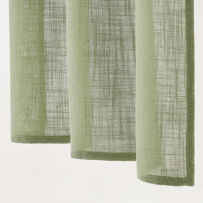 Linen Textured Kitchen Window Curtains over Sink 24 Inch Length Semi Sheer Farmhouse Small Small Curtains for Cafe Bathroom Basement, Short Rod Pocket Tier Curtains 2 Panels W26XL24, Sage Green