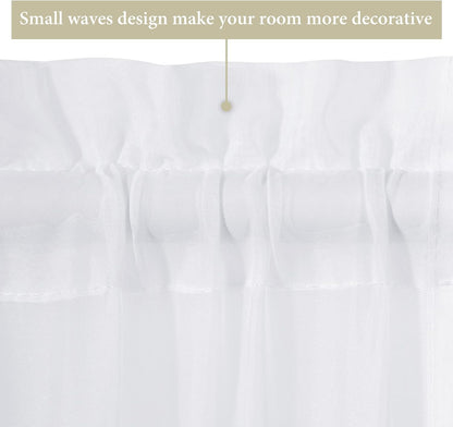 Sidelight Sheer French Door Curtains 25 X 40 Inches Light Filtering Window Treatment with Tieback - 2 Panels, White