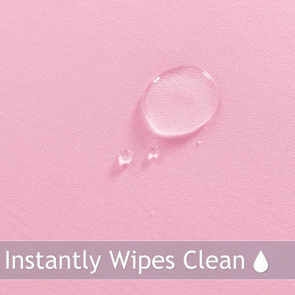 Fitted round Table Cloth, Reversible Waterproof Stain Resistant Elastic Stretch Tablecloth, Wipe Clean Table Cover for Outdoor/Indoor Use, Fits round Tables up to 40" - 44" Diameter, Baby Pink