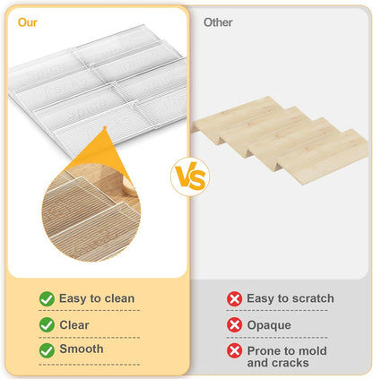 2-Tier Spice Drawer Organizer 4 Pack, Expandable from 11" to 22" Clear Acrylic Spice Rack for Drawer, Kitchen Spice Organization, Seasoning Organizer Holds up to 48 Jars(Jars Not Included)