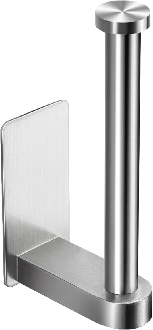 Self-Adhesive Stainless Steel Brushed Toilet Paper Holder - No Drilling Bathroom Stand