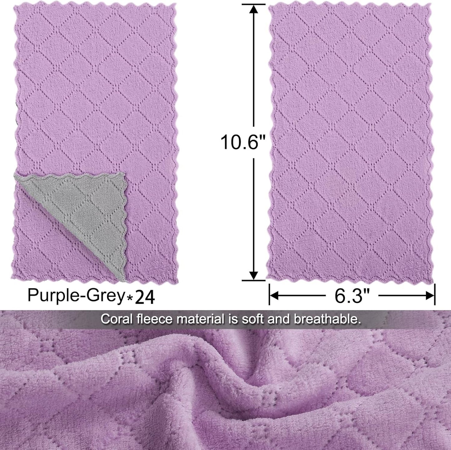 24 Pack Kitchen Cloth Dish Towels, Soft Premium Dishcloths, Highly Absorbent Multi-Purpose Dust and Stain Removal Cleaning Supplies for Kitchen Car Cleaning