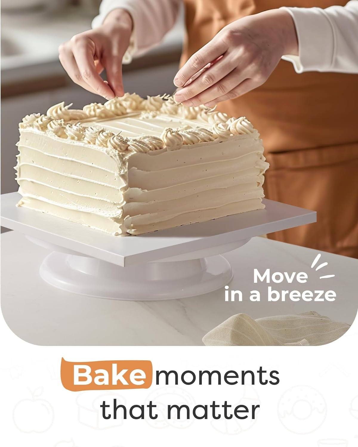 12 Inch Square Cake Drums, 1/2 Inch Thick Sturdy Cake Boards with Fully Wrapped Edges, Heavy Duty Cake Bases Corrugated Cardboard for Multi-Layer Cakes, Cake Decorating Baking Supplies (1 Pack)