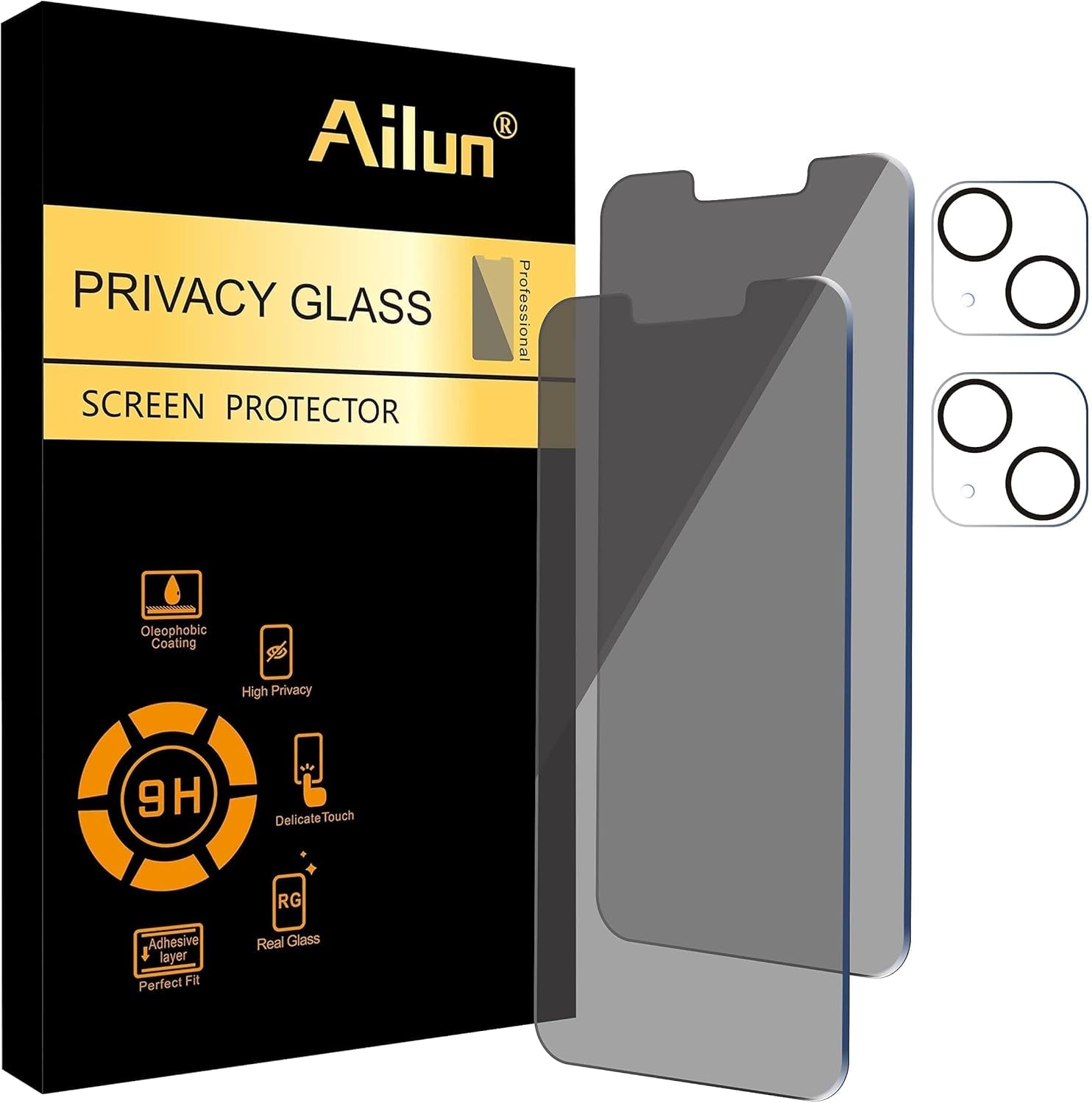 Glass Screen Protector Compatible for Iphone 13 Mini [5.4 Inch] and 2Pack Privacy Screen Protector Compatible for Iphone 13 Mini [5.4 Inch] + 2 Pack Camera Lens Protector