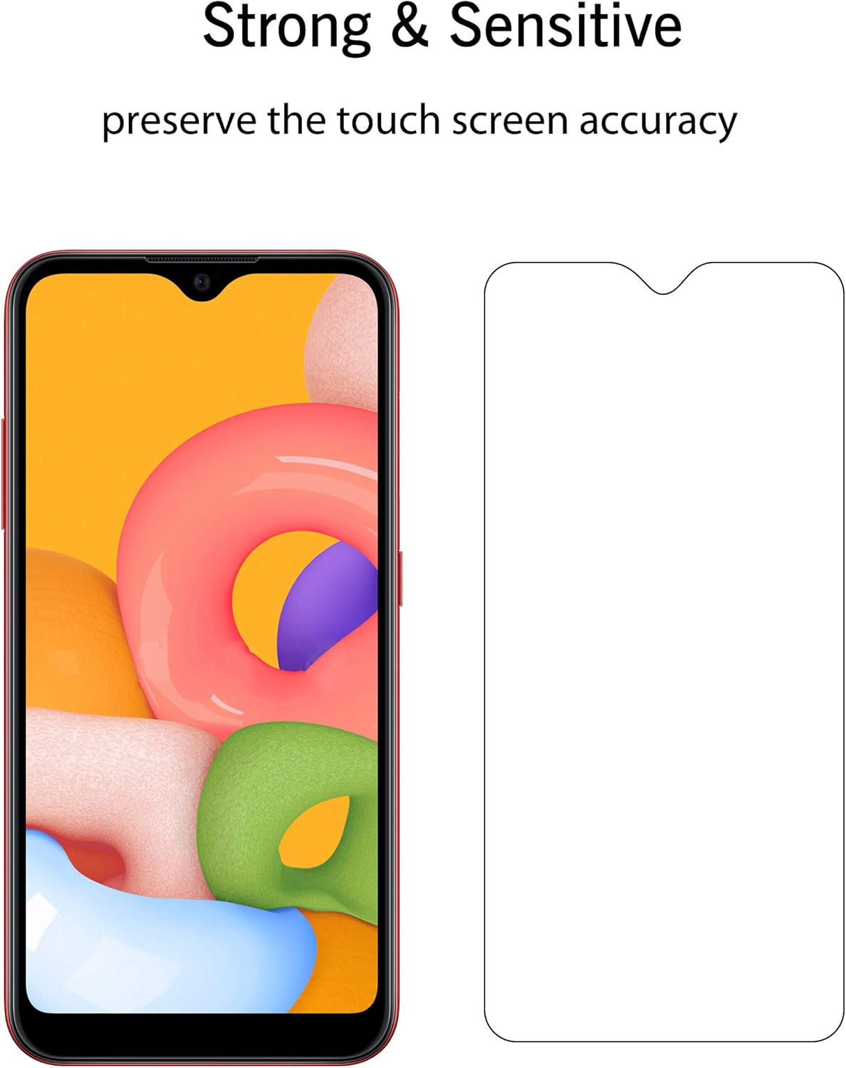 Screen Protector for Galaxy A01 [5.7 Inch] 3 Pack Tempered Glass Ultra Clear Anti-Scratch Case Friendly