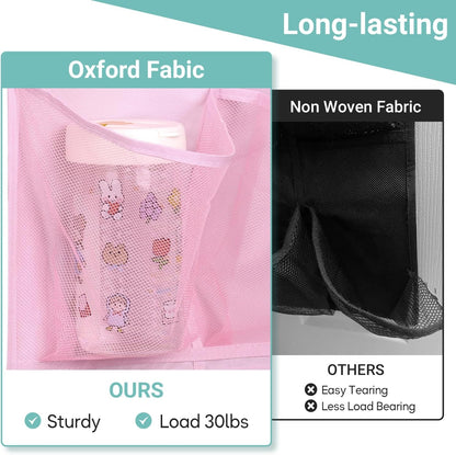 2 Packs Narrow Kids over the Door/Wall Shoe Organizer Small Baby Hanging Shoe Rack for Closet with Clear Mesh Pocket Shoe Storage for Toddler Girl Bedroom, Bathroom, RV, Pantry, Camping (Pink)