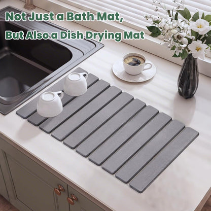 Stone Bath Mat, Diatomaceous Earth Shower Mat Non Slip, Quick Dry Diatomite Bathroom Rugs, Drying Mat for Bathroom/Kitchen Counter(23.6''×15.4")