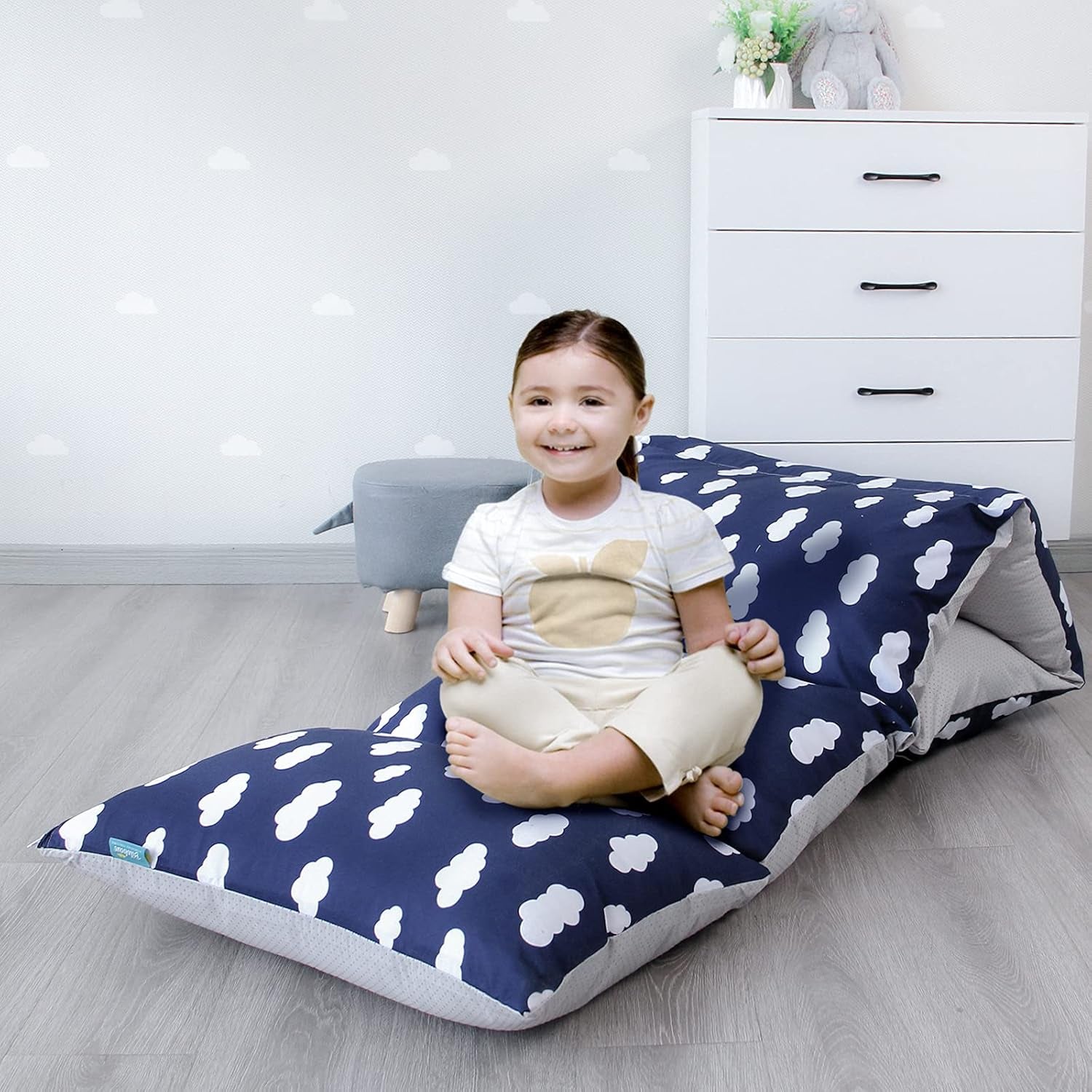 Floor Lounger Cover Non-Slip & Super Soft Floor Sofa Pillow Bed Cover, Great Choice for Kids or Adults Perfect for Slumber Party, Cloud Queen (Pillow Not Included)