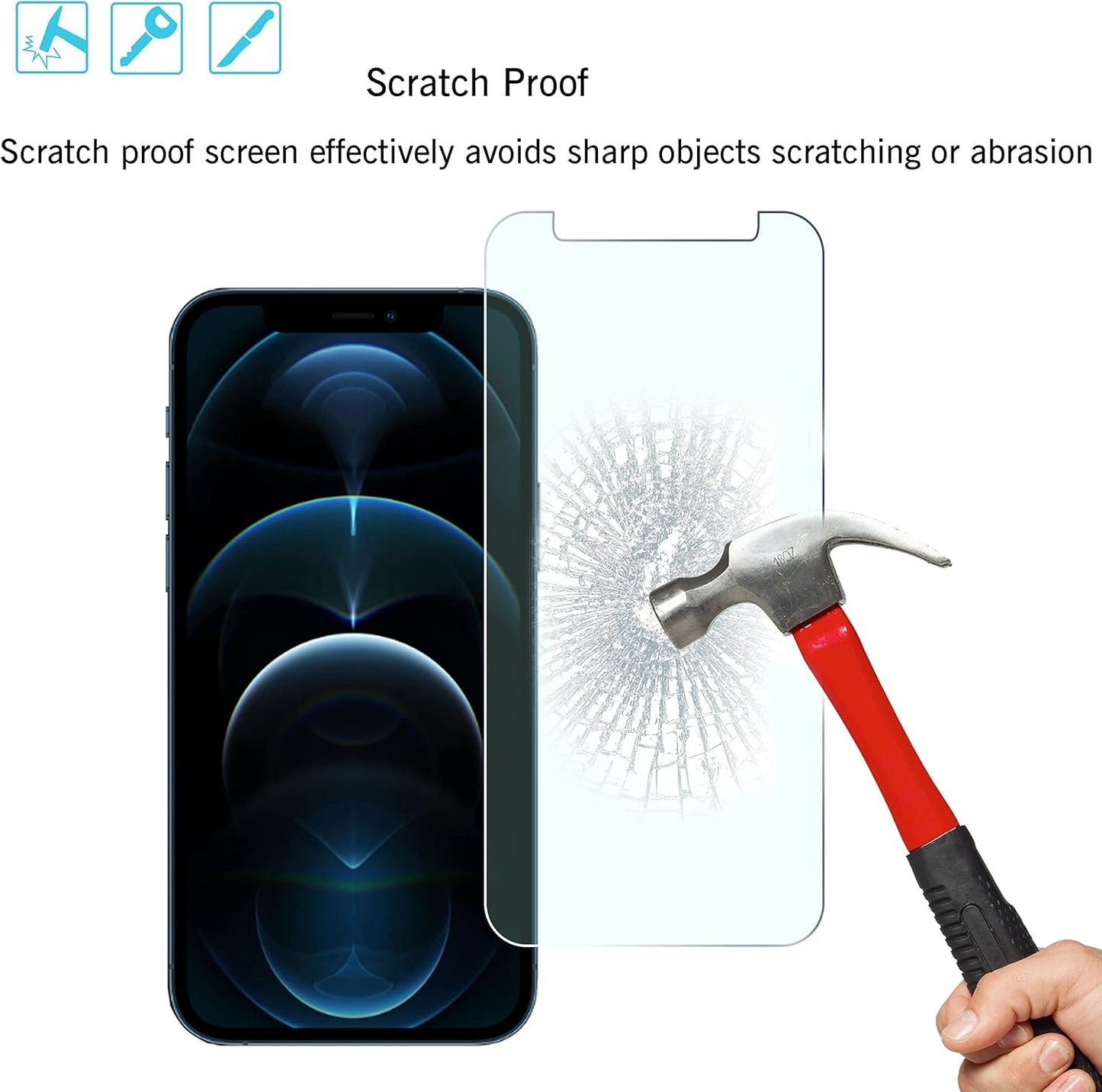 [Eye Protection] anti Blue Light Screen Protector for Iphone 12 Pro Max 2 Pack [6.7 Inch]+ 2 Pack Camera Lens Protector, Case Friendly Tempered Glass Film,[9H Hardness] - HD