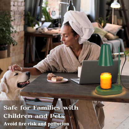 Green Candle Warmer Lamp with Timer, Adjustable Dimmable Candle Lamp Warmer, Candle Lamp with 2 Bulbs for Jar Candles & Scented Wax, Lamp Candle Warmer, Candle Warming Lamp for Bedroom Living Room