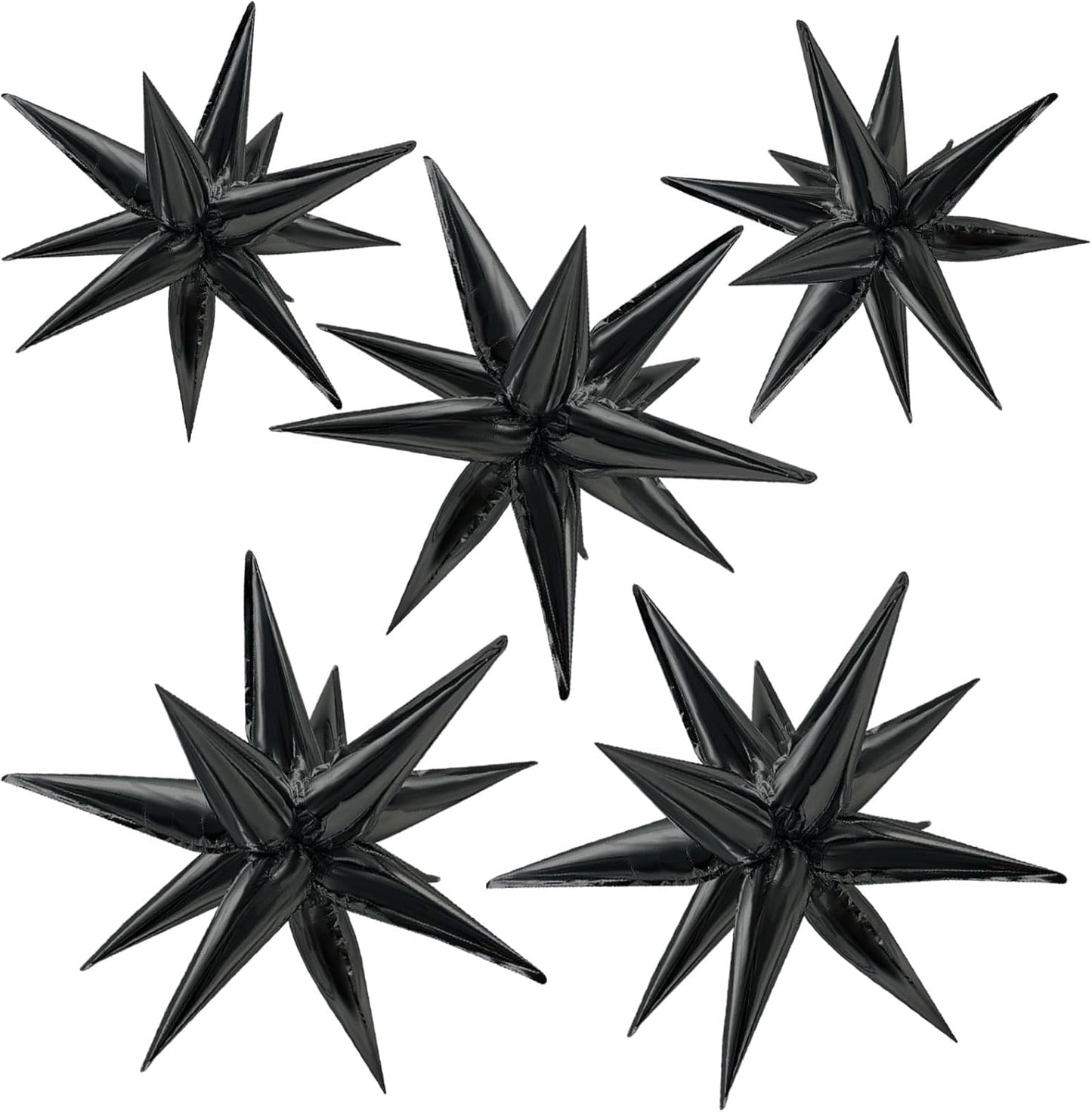 Star Balloons 60Pcs Black Balloon 12 Spike Foil Balloons Explosion Mylar Cone Balloon Magic Party Decorations Backdrops for Halloween Graduation Birthday Wedding Anniversary Retirement