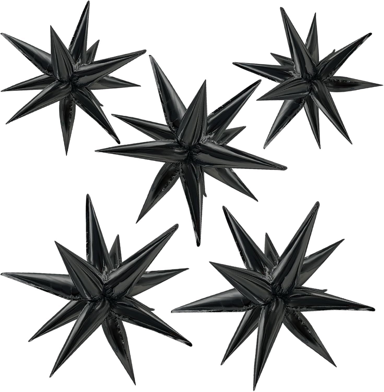Star Balloons 60Pcs Black Balloon 12 Spike Foil Balloons Explosion Mylar Cone Balloon Magic Party Decorations Backdrops for Halloween Graduation Birthday Wedding Anniversary Retirement