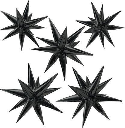 Star Balloons 60Pcs Black Balloon 12 Spike Foil Balloons Explosion Mylar Cone Balloon Magic Party Decorations Backdrops for Halloween Graduation Birthday Wedding Anniversary Retirement