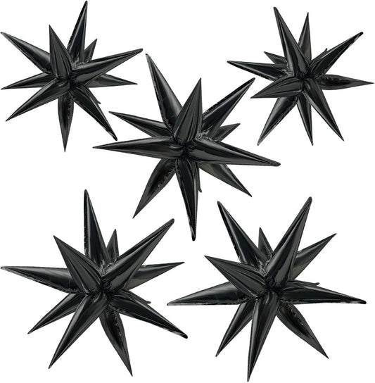 Star Balloons 60Pcs Black Balloon 12 Spike Foil Balloons Explosion Mylar Cone Balloon Magic Party Decorations Backdrops for Halloween Graduation Birthday Wedding Anniversary Retirement